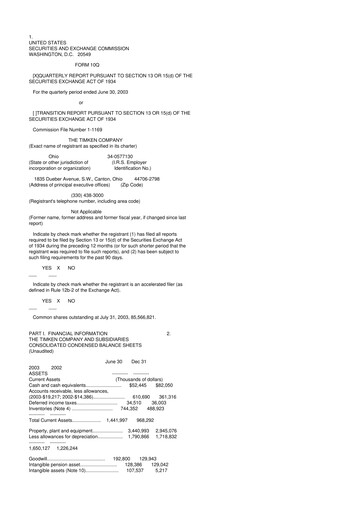 Thumbnail Timken Company
 10-Q Quarterly Report FY 