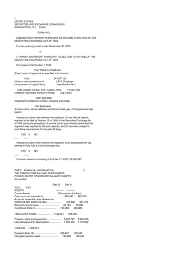 Thumbnail Timken Company
 10-Q Quarterly Report FY 