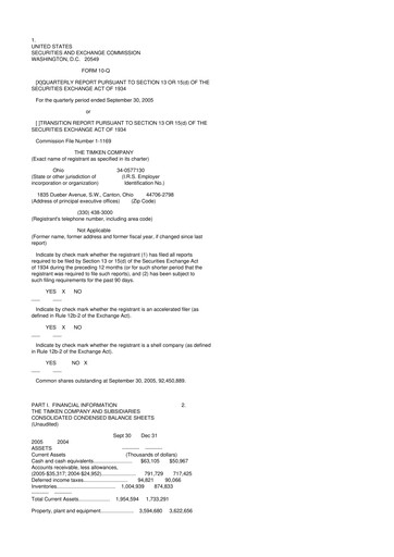 Thumbnail Timken Company
 10-Q Quarterly Report FY 