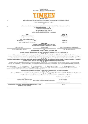 Thumbnail Timken Company
 10-K Annual Report 2019