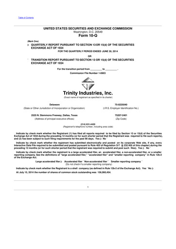 Miniature Trinity Industries
 10-Q Rapport trimestriel 2014 