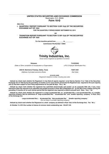 Miniature Trinity Industries
 10-Q Rapport trimestriel 2014 