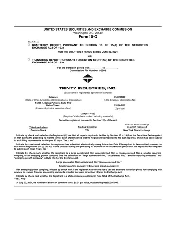 Miniature Trinity Industries
 10-Q Rapport trimestriel 2021 