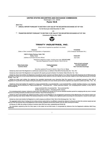 Thumbnail Trinity Industries
 10-K Annual Report 2021