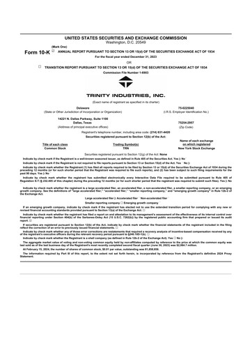 Thumbnail Trinity Industries
 10-K Annual Report 2023