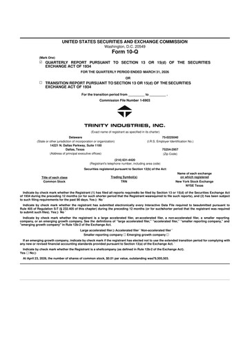 Thumbnail Trinity Industries
 10-Q Quarterly Report FY 