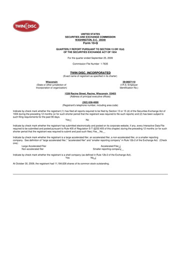 Thumbnail Twin Disc
 10-Q Quarterly Report FY 