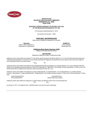 Thumbnail Twin Disc
 10-Q Quarterly Report FY 