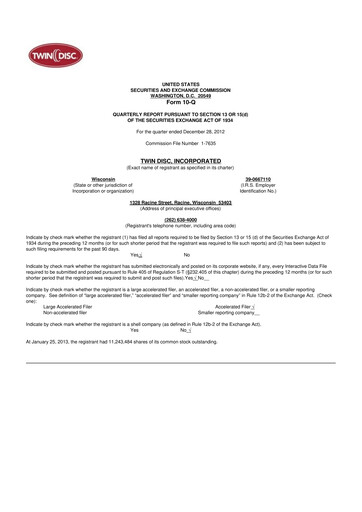 Thumbnail Twin Disc
 10-Q Quarterly Report FY2013 