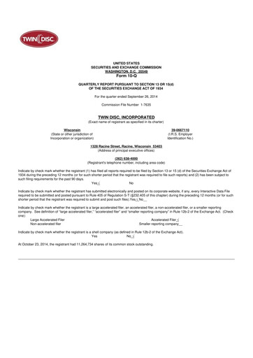 Thumbnail Twin Disc
 10-Q Quarterly Report FY2015 