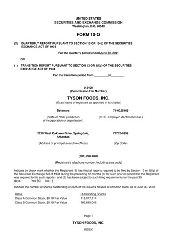 Vorschaubild Tyson Foods
 10-Q Quartalsbericht  