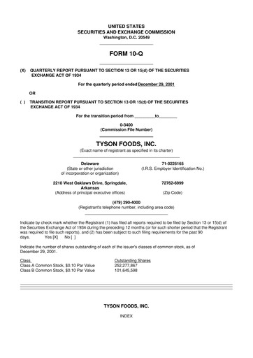 Vorschaubild Tyson Foods
 10-Q Quartalsbericht  