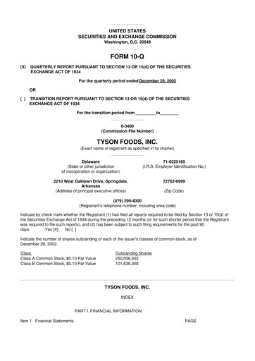 Vorschaubild Tyson Foods
 10-Q Quartalsbericht  