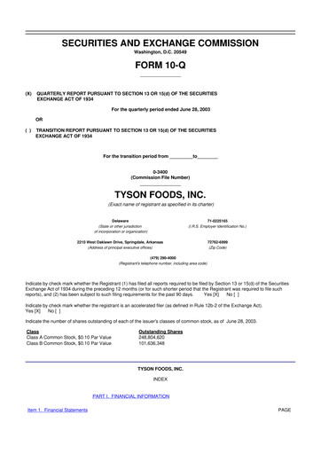 Vorschaubild Tyson Foods
 10-Q Quartalsbericht  