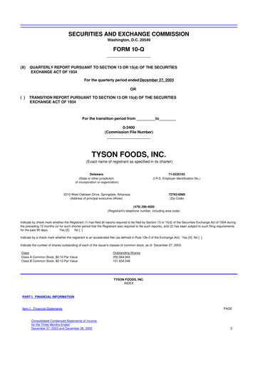 Vorschaubild Tyson Foods
 10-Q Quartalsbericht  