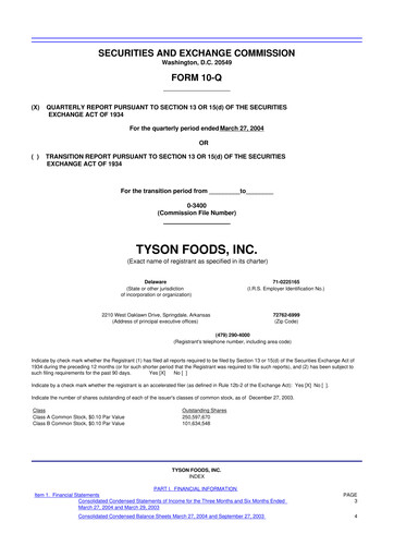 Vorschaubild Tyson Foods
 10-Q Quartalsbericht  