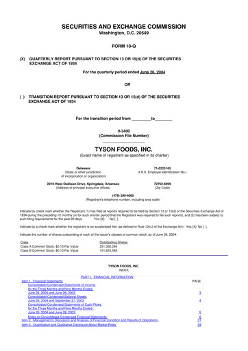 Vorschaubild Tyson Foods
 10-Q Quartalsbericht  