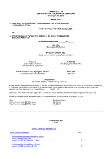 Vorschaubild Tyson Foods
 10-Q Quartalsbericht  
