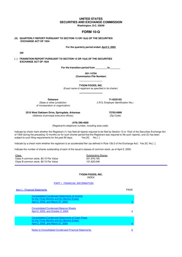 Vorschaubild Tyson Foods
 10-Q Quartalsbericht  