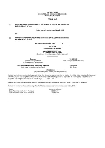 Vorschaubild Tyson Foods
 10-Q Quartalsbericht  