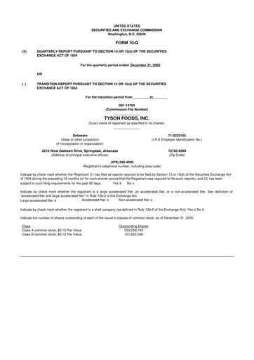 Vorschaubild Tyson Foods
 10-Q Quartalsbericht  