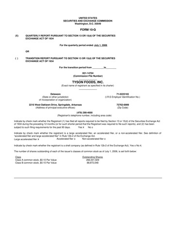 Vorschaubild Tyson Foods
 10-Q Quartalsbericht  