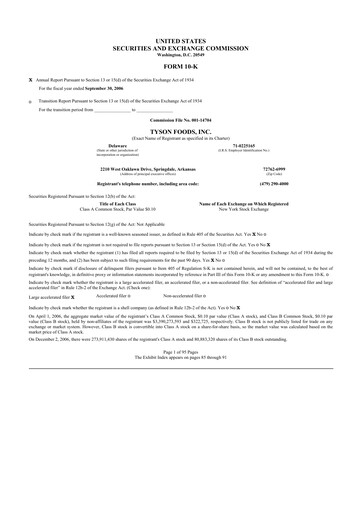 Thumbnail Tyson Foods
 10-K Annual Report 