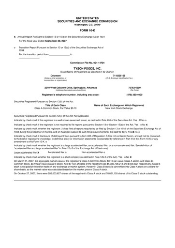 Thumbnail Tyson Foods
 10-K Annual Report 
