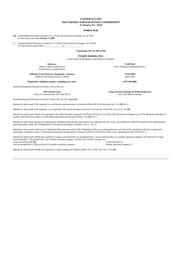Thumbnail Tyson Foods
 10-K Annual Report 