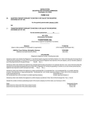 Vorschaubild Tyson Foods
 10-Q Quartalsbericht  