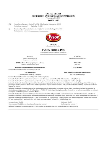 Thumbnail Tyson Foods
 10-K Annual Report 2012