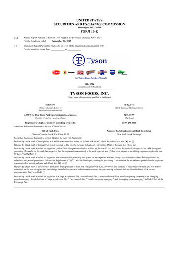 Thumbnail Tyson Foods
 10-K Annual Report 2017