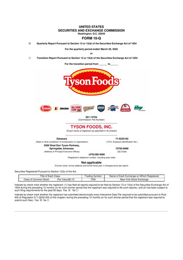 Vorschaubild Tyson Foods
 10-Q Quartalsbericht 2025 