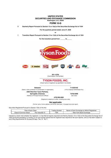 Vorschaubild Tyson Foods
 10-Q Quartalsbericht 2026 
