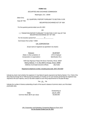 Thumbnail United Airlines Holdings
 10-Q Quarterly Report FY 