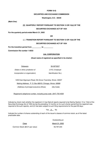 Thumbnail United Airlines Holdings
 10-Q Quarterly Report FY 