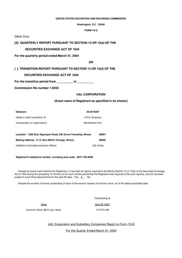 Thumbnail United Airlines Holdings
 10-Q Quarterly Report FY 