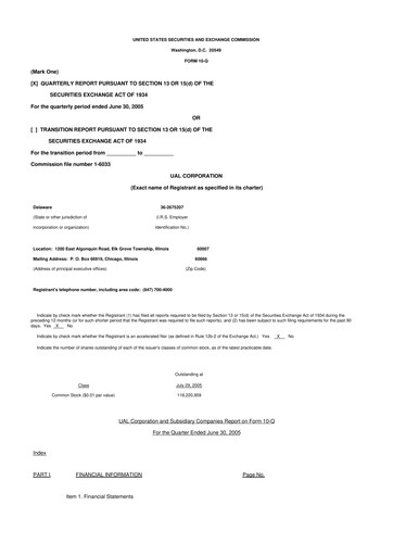Thumbnail United Airlines Holdings
 10-Q Quarterly Report FY 