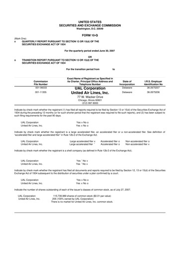 Thumbnail United Airlines Holdings
 10-Q Quarterly Report FY 