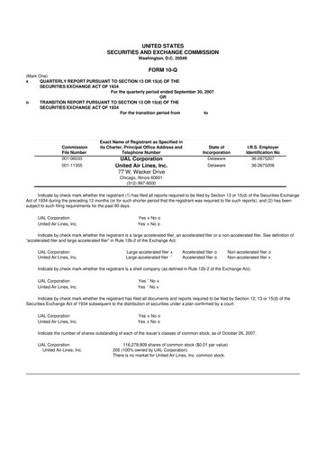 Thumbnail United Airlines Holdings
 10-Q Quarterly Report FY 