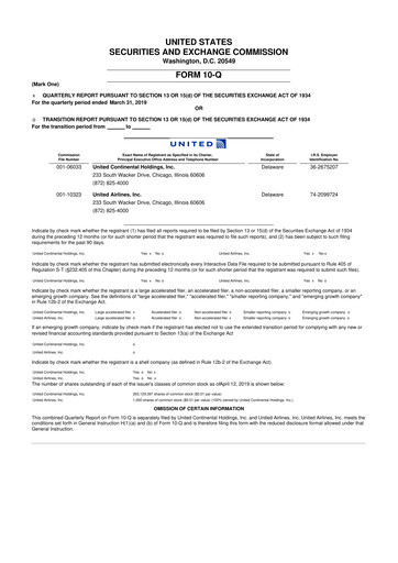 Thumbnail United Airlines Holdings
 10-Q Quarterly Report FY2019 