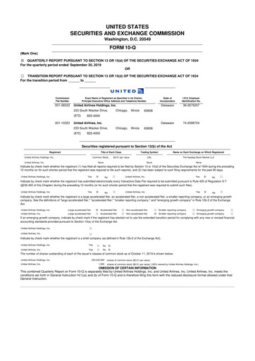 Thumbnail United Airlines Holdings
 10-Q Quarterly Report FY2019 