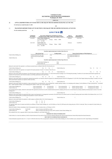 Thumbnail United Airlines Holdings
 10-K Annual Report 2020