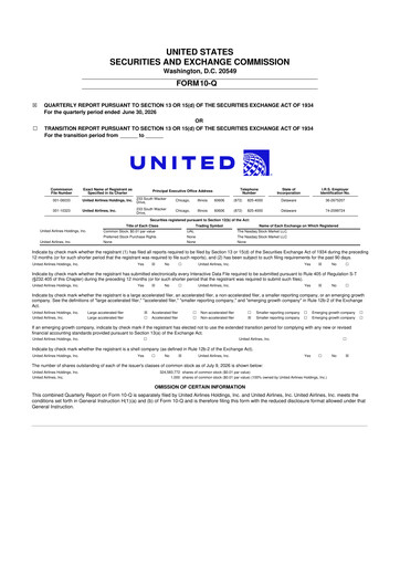 Thumbnail United Airlines Holdings
 10-Q Quarterly Report FY2026 