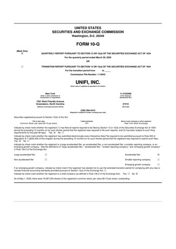 Vorschaubild Unifi 10-Q Quartalsbericht 2026 