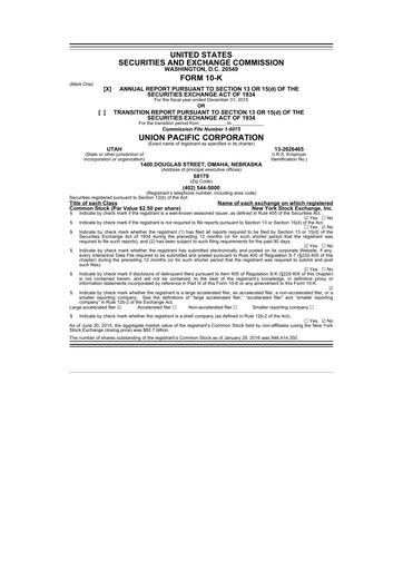 Thumbnail Union Pacific Corporation 10-K Annual Report 2015