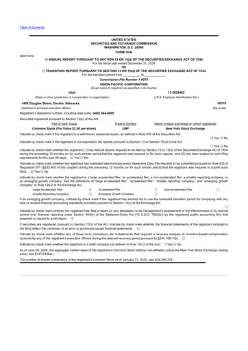 Thumbnail Union Pacific Corporation 10-K Annual Report 2024