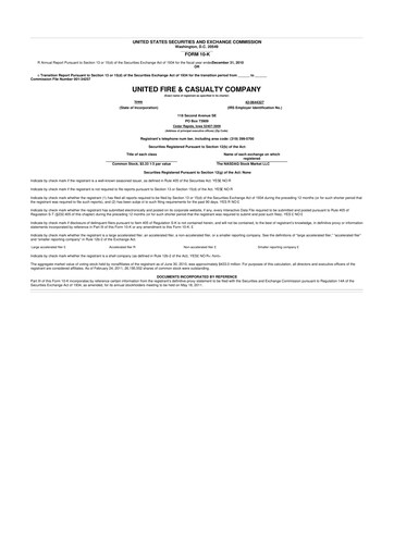 Thumbnail United Fire Group 10-K Annual Report 