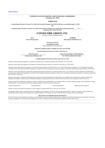 Thumbnail United Fire Group 10-K Annual Report 2014