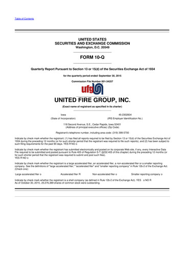 Vorschaubild United Fire Group 10-Q Quartalsbericht 2015 